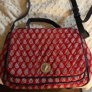 Vera Bradley Shoulder Bag Petite Red Bandana Paisley Turn Key Front Closure